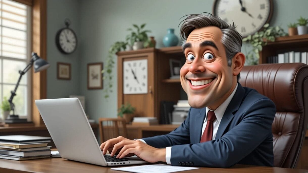 Leader reviewing schedule on laptop time management for leaders