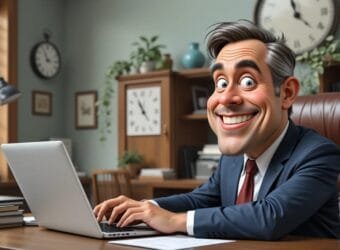 Leader reviewing schedule on laptop, time management for leaders.